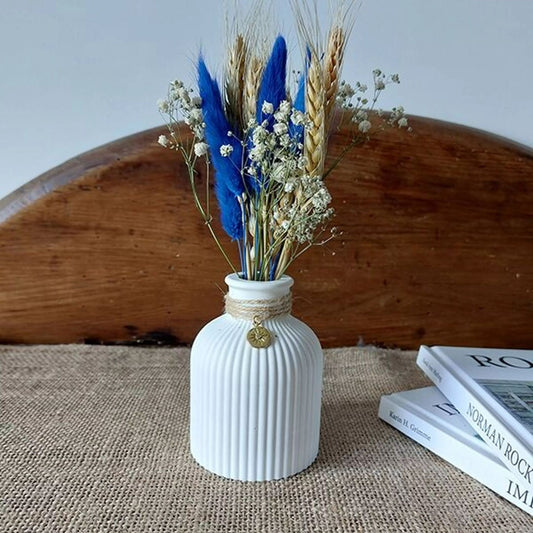 Vase cannelé décoratif en céramique Blanc